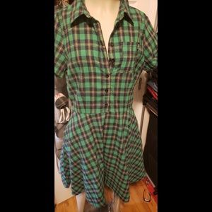 Sourpuss Green Plaid Dress